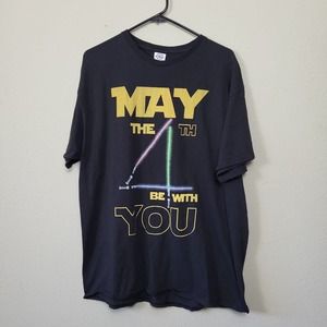 Delta Men's XL May The 4th Be With You Graphic Tee Black Heavy Cotton Starwars
